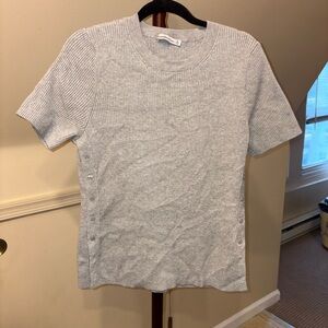 Abercrombie & Fitch Light Gray Ribbed Sweater Short Sleeve